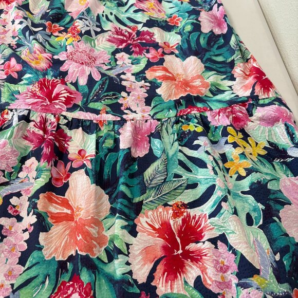 Tommy Bahama Perfectly Paradise Midi Dress Sundress Womens M Blue Floral Tiered - Picture 7 of 12